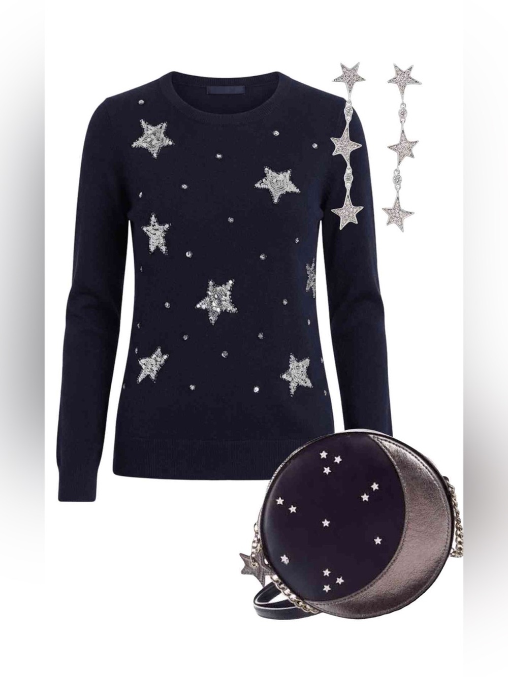 Kate Spade Navy Star-Embellished Crewneck Sweater